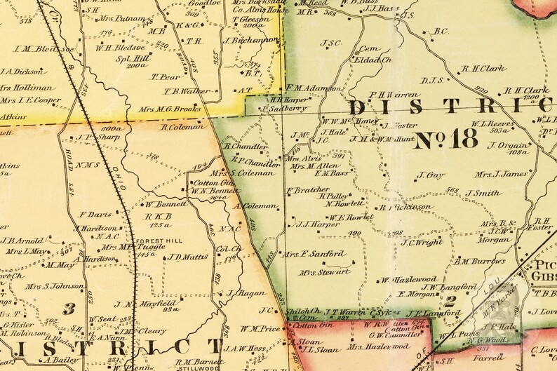 Vintage Gibson County Map 1877 Old Map of Gibson County Etsy