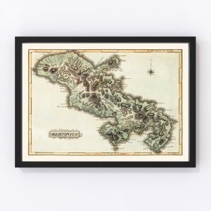 Guadaloupe Map 1823, Vintage Guadaloupe Map, Old Guadaloupe Art, Wall Art Gift for Guadaloupe History Lovers Retro Decor