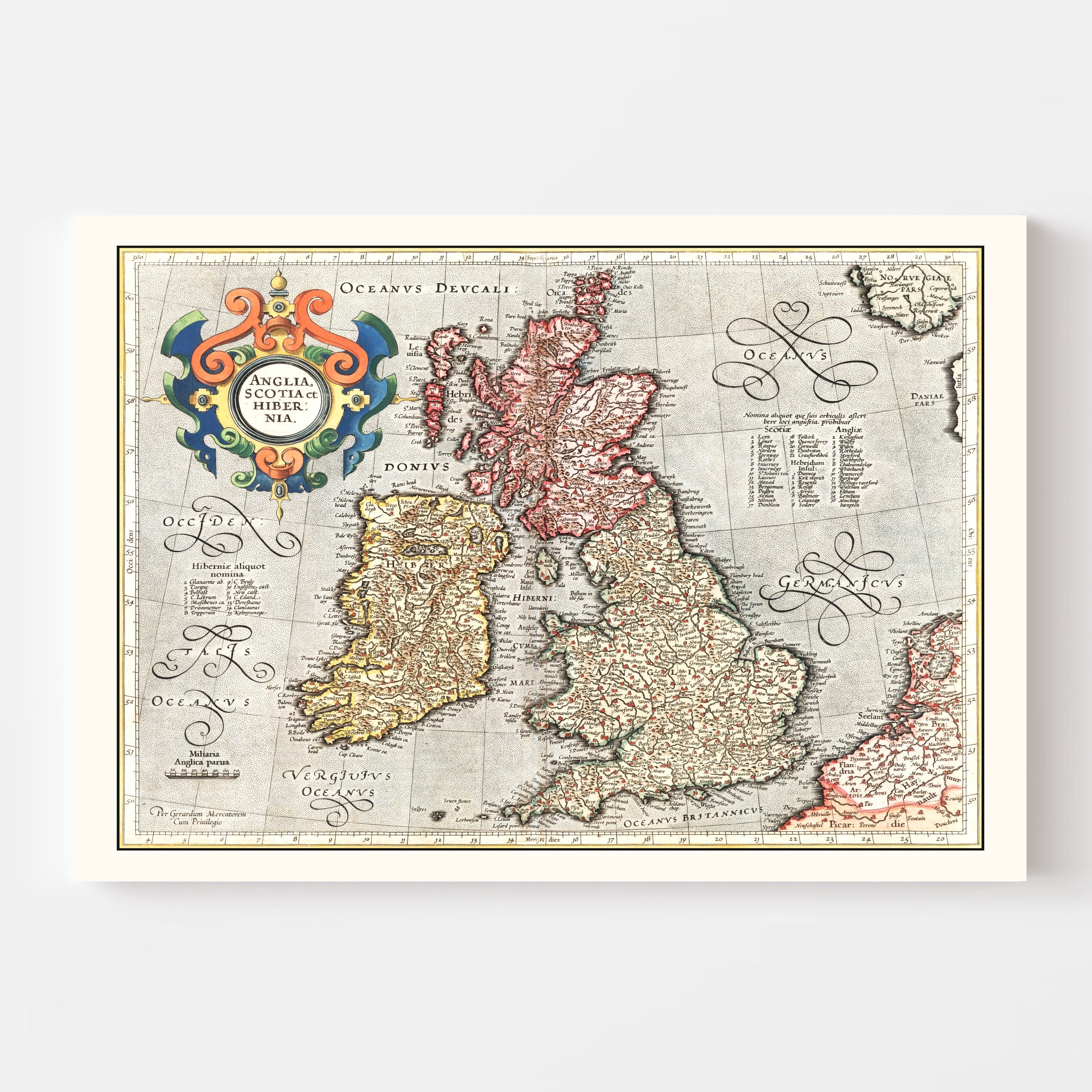England Scotland and Ireland Map Art Vintage Print From | Etsy