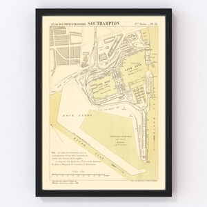 Southampton Map 1884, Vintage Southampton Map, Old Southampton Art, Wall Art Gift for Southampton History Lovers Retro Decor