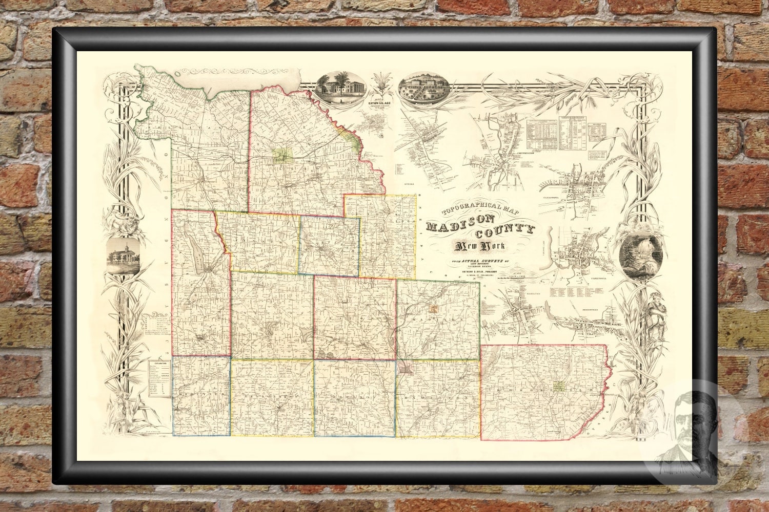 Vintage Madison County Map 1853 Old Map of Madison County Etsy