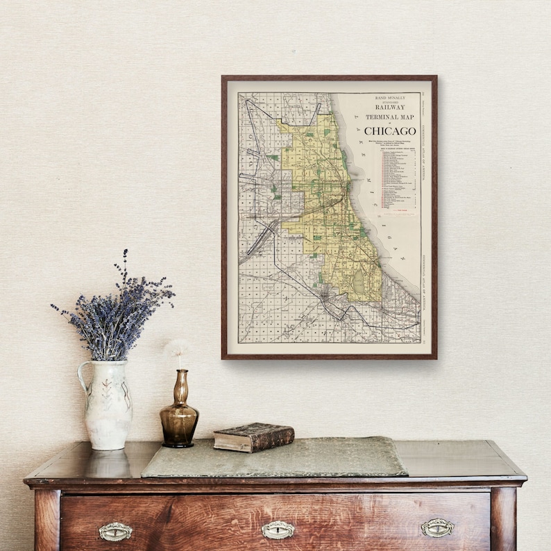 Chicago Map 1924, Vintage Chicago Map, Old Chicago Illinois Art, Wall ...