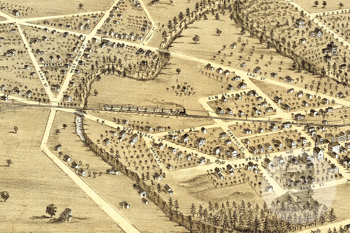 Vintage Elyria Map 1868 Old Map of Elyria Ohio Historical Etsy