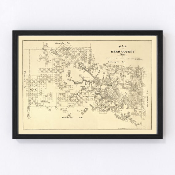 Kerr County Texas Map 1879 Old Map of Kerr County Texas Art - Etsy