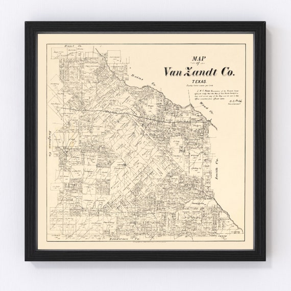 Van Zandt County Map Van Zandt County Texas Vintage Map From 1884 Old County Map | Etsy