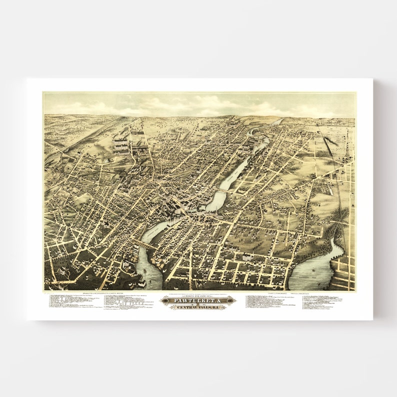 Pawtucket Map 1877 Old Map of Pawtucket Rhode Island Art - Etsy