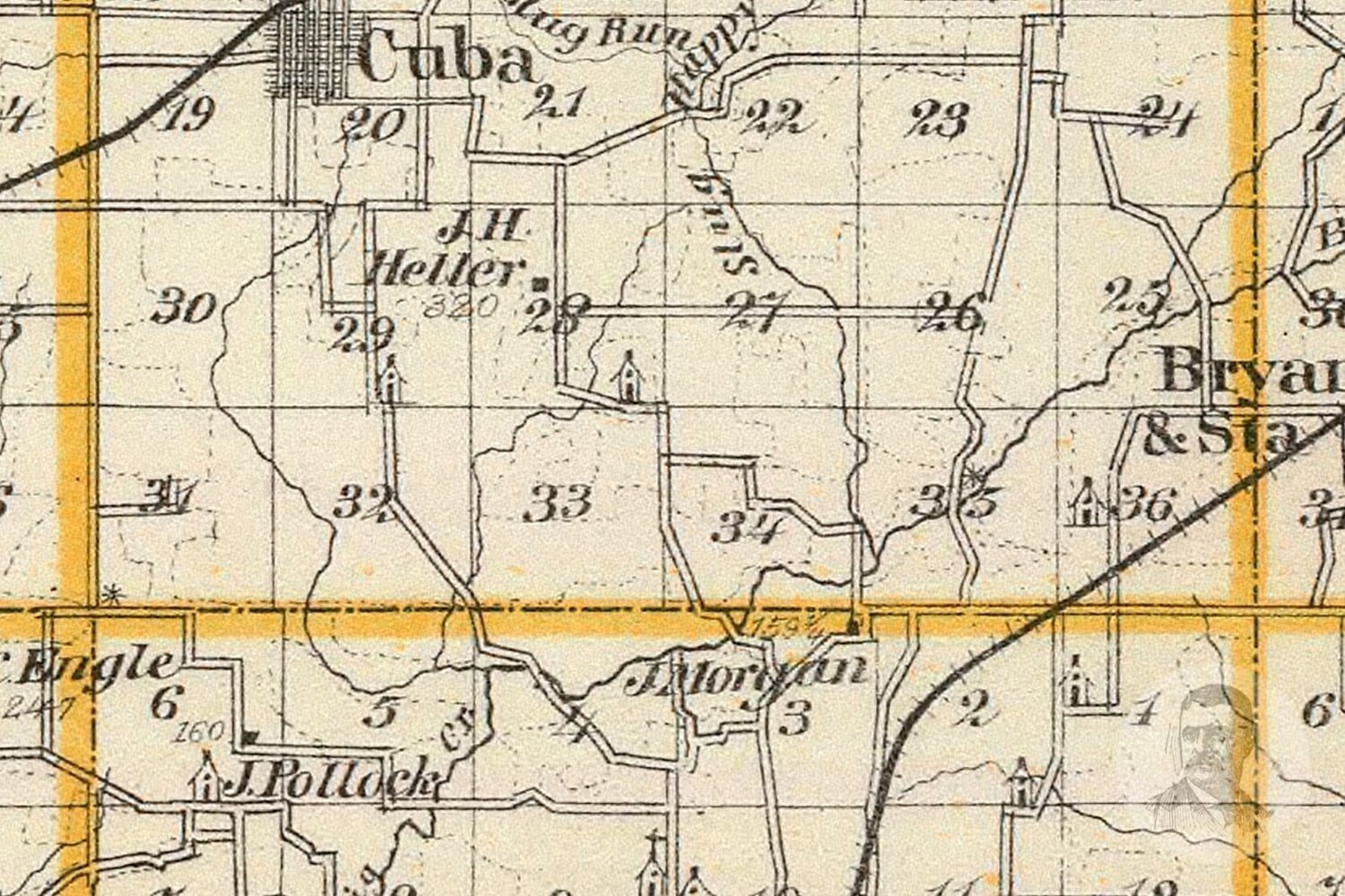 Vintage Fulton County IL Map 1876 Old Illinois Map Etsy