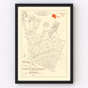 Beverly Hills Map 1926, Vintage Beverly Hills Map, Old Beverly Hills California Art, Wall Art Gift for Beverly Hills History Lovers Retro De