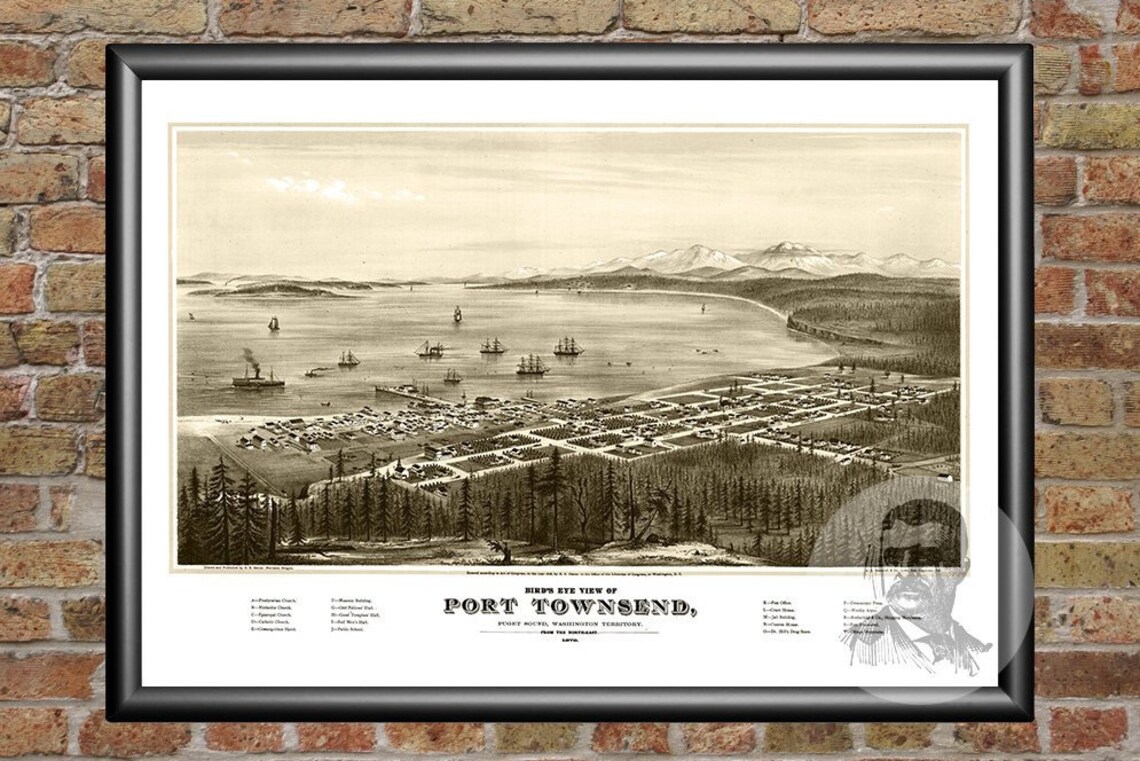 Vintage Port Townsend Map 1878 Old Map of Port Townsend Etsy