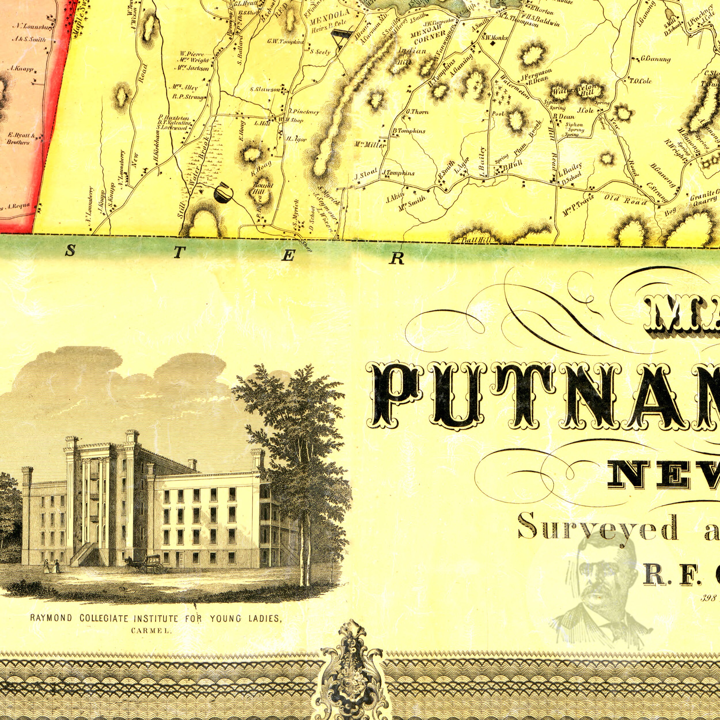 Putnam County New York Vintage Map From 1854 Old County Map Etsy