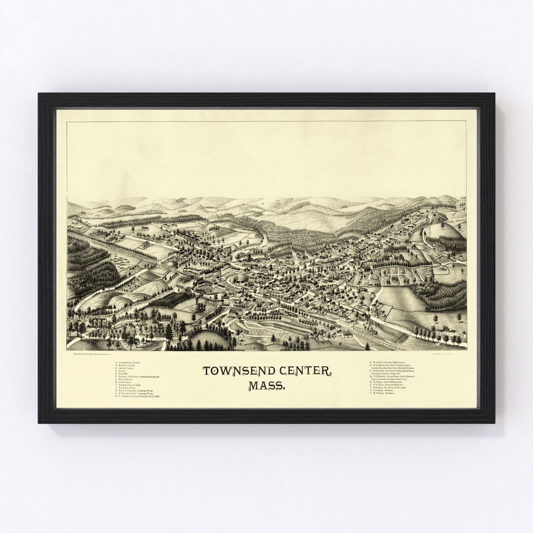 Townsend Center Map 1889, Vintage Townsend Center Map, Old Townsend ...