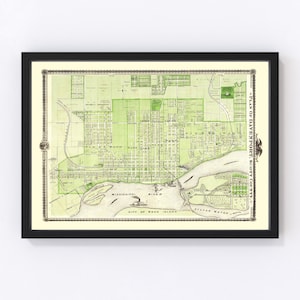 Davenport Map 1875, Vintage Davenport Map, Old Davenport Iowa Art, Wall Art Gift for Davenport History Lovers Retro Decor