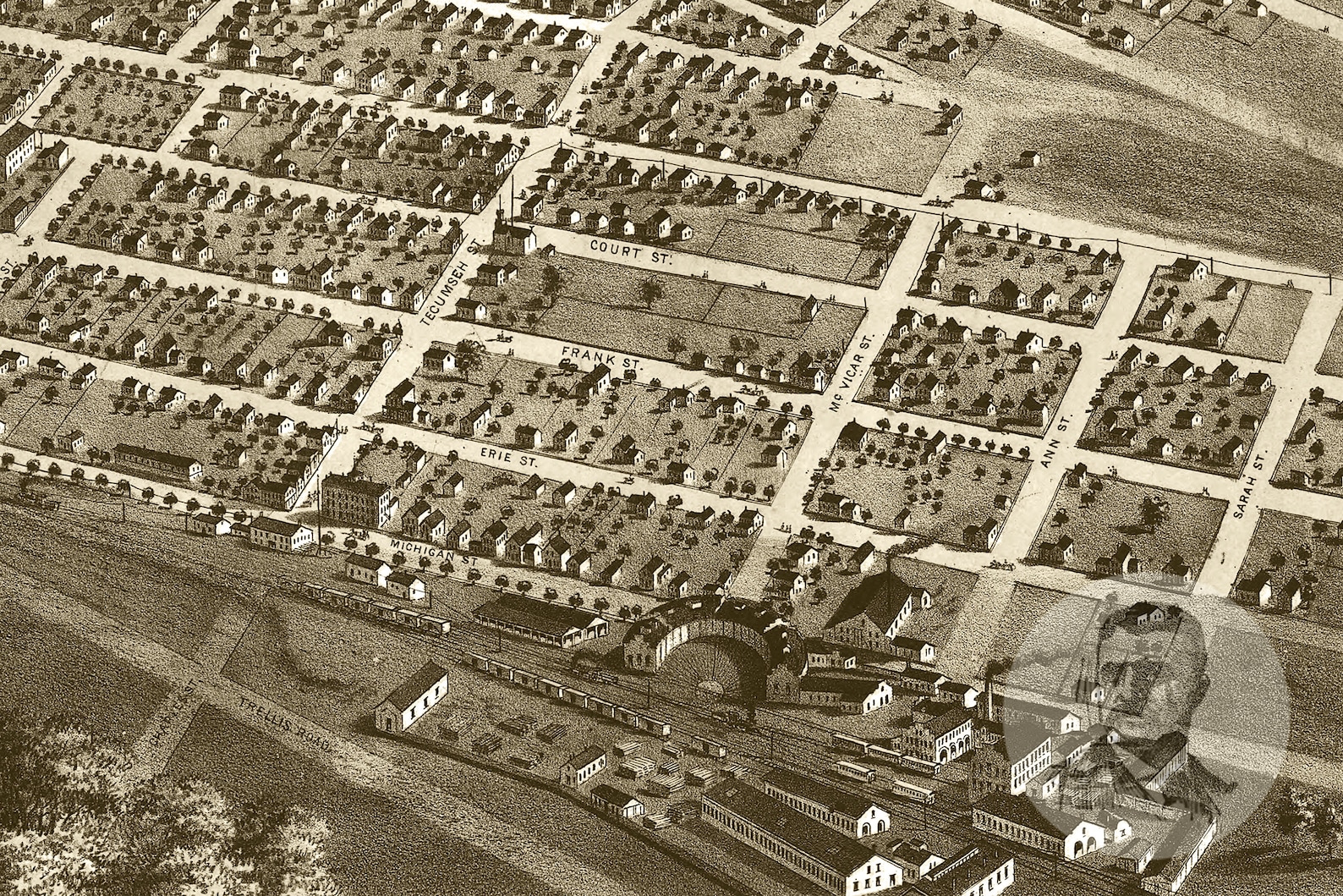 Vintage Adrian Map 1866 Old Map of Adrian Michigan Etsy