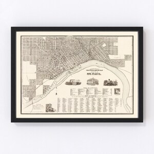 St. Paul Map 1869, Vintage St. Paul Map, Old St. Paul Minnesota Art, Wall Art Gift for St. Paul History Lovers Retro Decor
