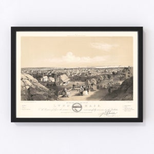 Lynn Map 1856, Vintage Lynn Map, Old Lynn Massachusetts Art, Wall Art Gift for Lynn History Lovers Retro Decor
