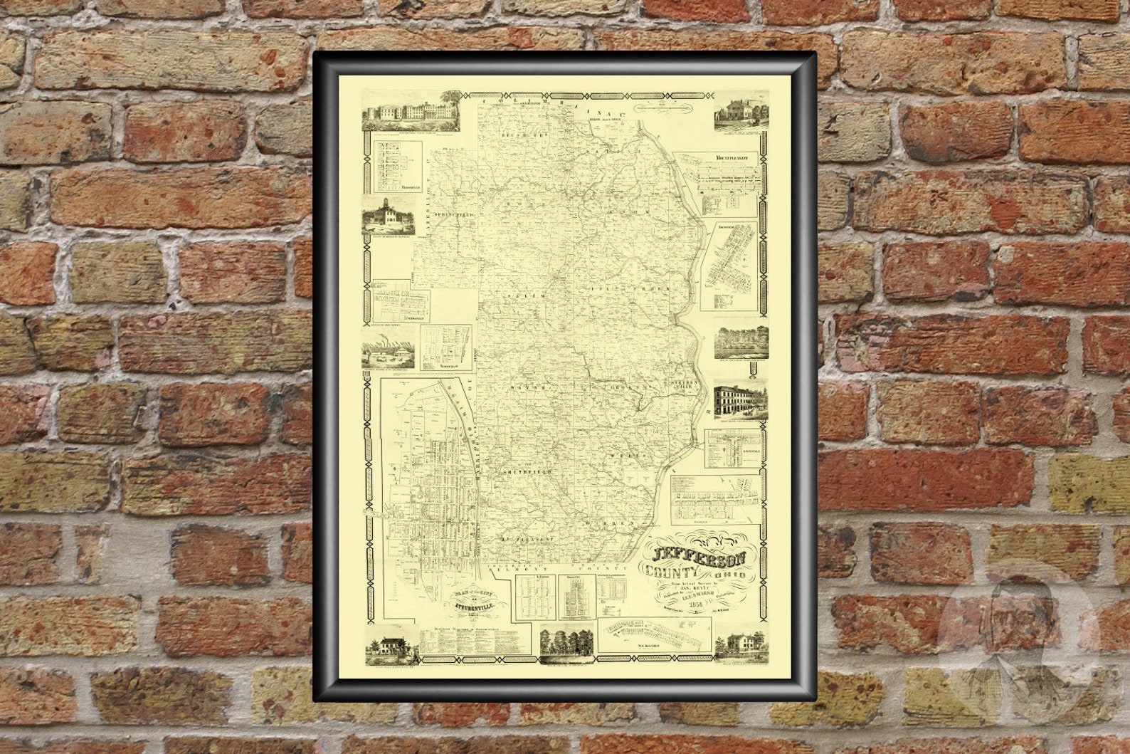 Vintage Jefferson County Map 1856 Old Map of Jefferson Etsy