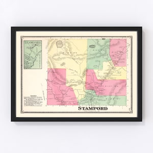 Stamford Township Map 1869, Vintage Stamford Township Map, Old Stamford Township Vermont Art, Wall Art Gift for Stamford Township History Lo