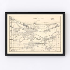 Gary Map 1928, Vintage Gary Map, Old Gary Indiana Art, Wall Art Gift for Gary History Lovers Retro Decor