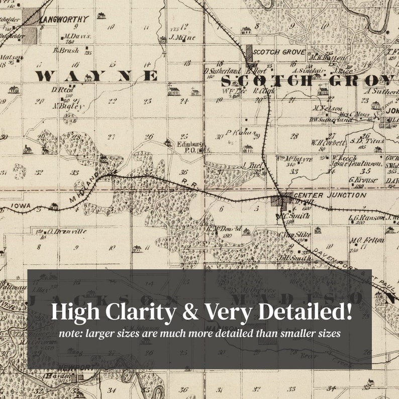 Jones County IA Map 1875 Old Map of Anamosa Iowa Art Vintage Etsy