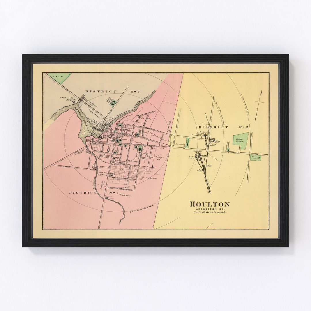Houlton Map 1894 Old Map of Houlton Maine Art Vintage Print Etsy