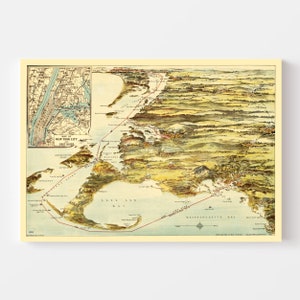 May include: A vintage map of the coastline of New York City and Long Island, New York. The map shows the route of the Long Island Railroad, with the text "MAP OF NEW YORK CITY EAST RIVER" in the upper left corner.