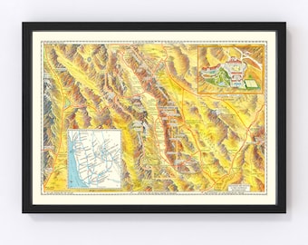 Death Valley National Park Map 1934, Vintage Death Valley National Park Map, Old Death Valley National Park Art, Wall Art Gift for Death Val
