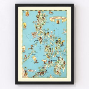 Philippines Map 1935, Vintage Philippines Map, Old Philippines Art, Wall Art Gift for Philippines History Lovers Retro Decor