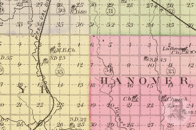 Vintage Adams County NE Map 1885 Old Nebraska Map Etsy