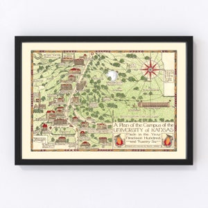 University of Kansas Map 1926 - Vintage University of Kansas Art Print Framed KU Wall Art Canvas Portrait Lawrence KS Alumni History Travel