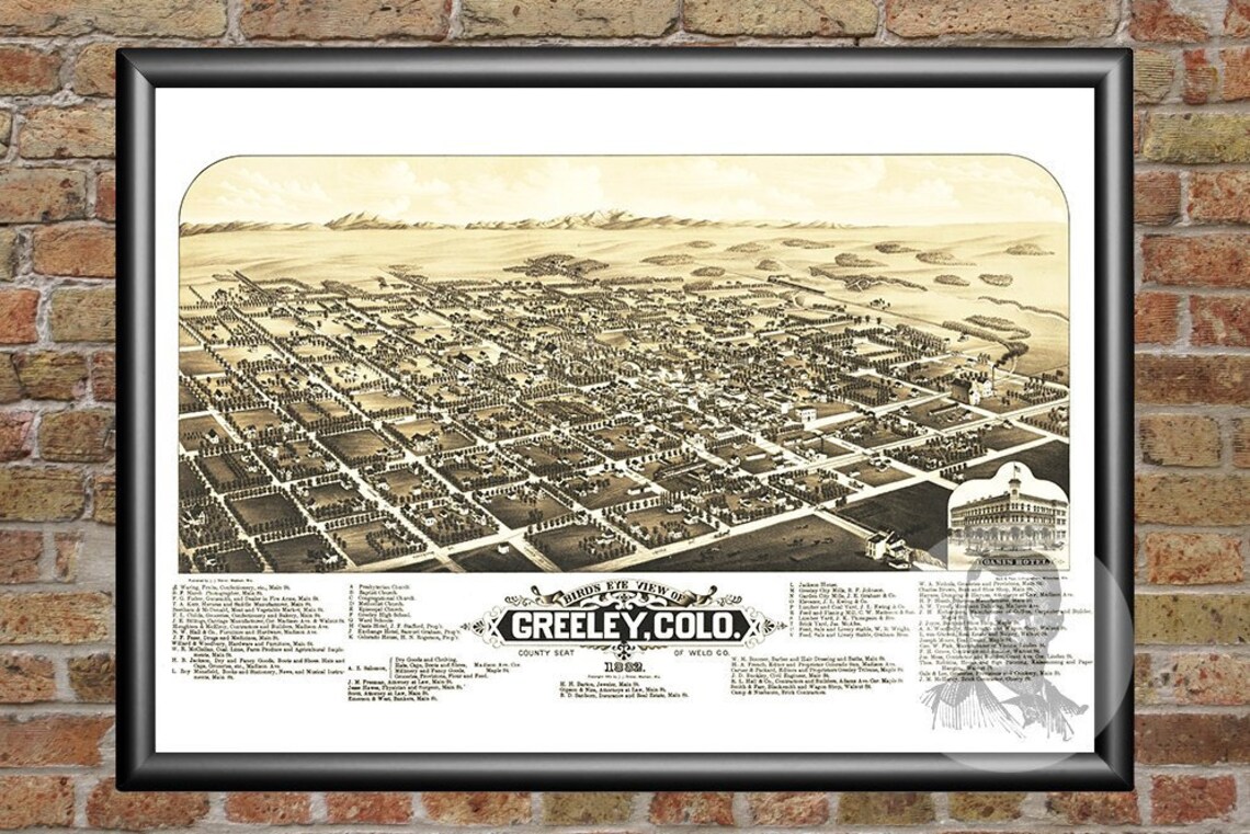 Vintage Greeley Map 1882 Old Map of Greeley Colorado Etsy