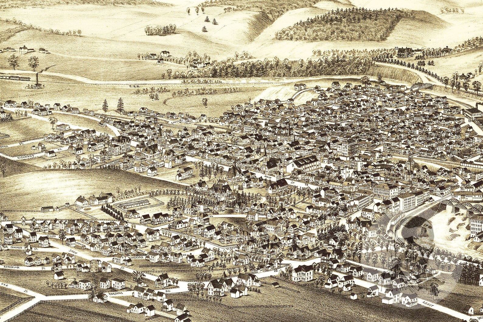 Vintage Hoosick Falls Map 1889 Old Map of Hoosick Falls New Etsy