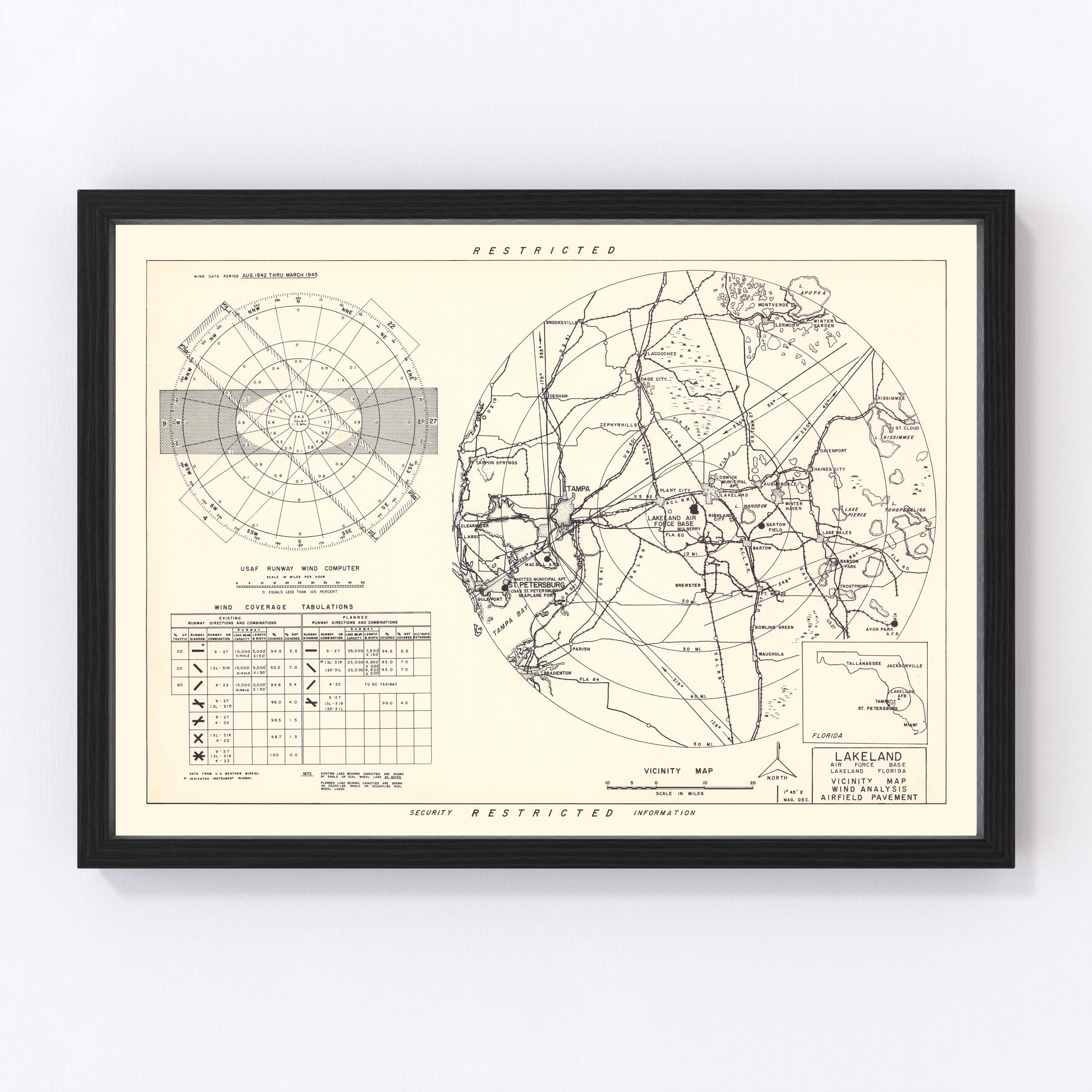 Limestone Air Force Base Vicinity Map 1951, Vintage Limestone Air Force ...