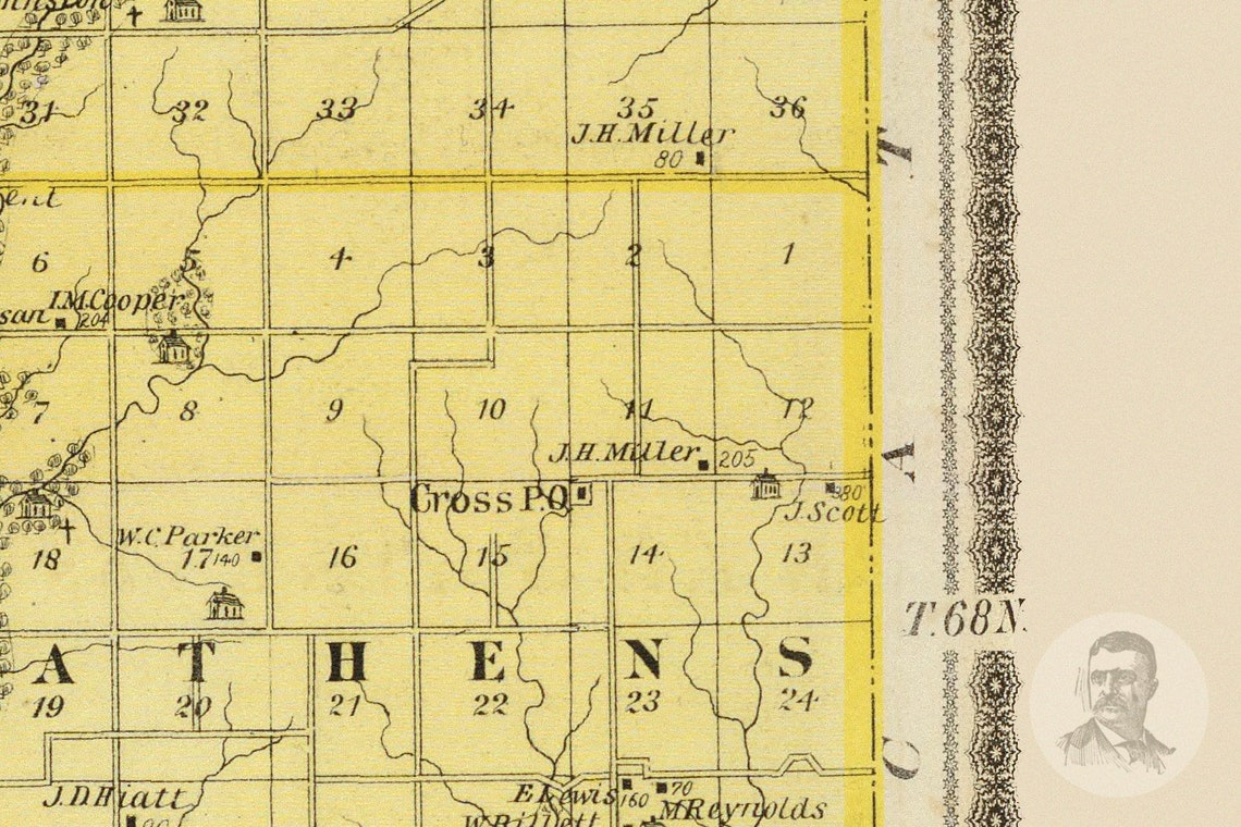 Vintage Ringgold County IA Map 1875 Old Iowa Map Historical Etsy