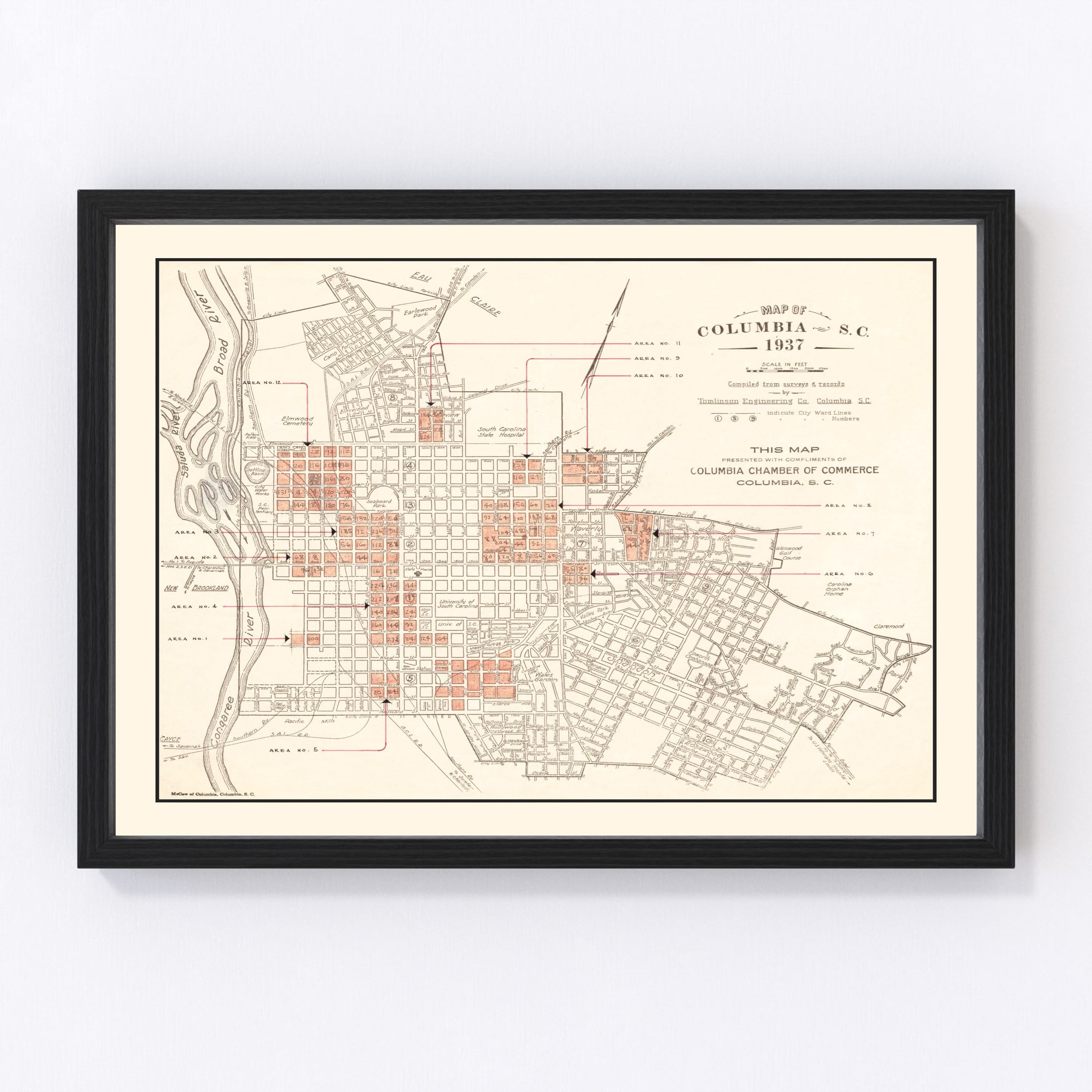 コロンビア大学 マップ　ヴィンテージ雑貨 Columbia Univ Columbia Map 1937, Vintage Columbia Map, Old Columbia South