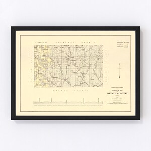 Winston County Map 1878, Vintage Winston County Map, Old Winston County Alabama Art, Wall Art Gift for Winston County History Lovers Retro D