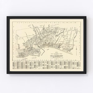 Santa Cruz Map 1933, Vintage Santa Cruz Map, Old Santa Cruz California Art, Wall Art Gift for Santa Cruz History Lovers Retro Decor