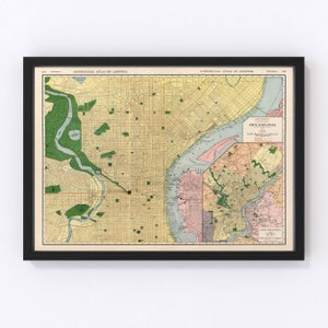 Philadelphia Map 1924, Vintage Philadelphia Map, Old Philadelphia Pennsylvania Art, Wall Art Gift for Philadelphia History Lovers Retro Deco