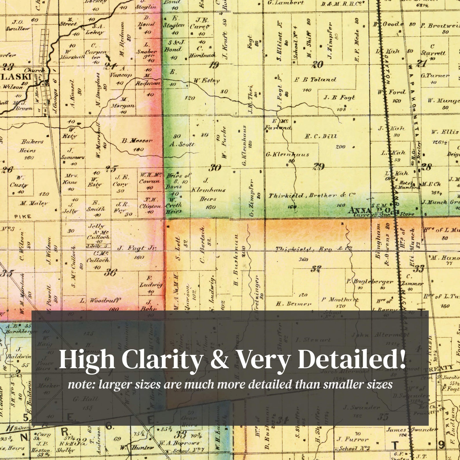 Shelby County Ohio Map 1865 Old Map of Shelby County Ohio Etsy