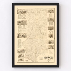 Trempealeau County Map 1877, Vintage Trempealeau County Map, Old Trempealeau County Wisconsin Art, Wall Art Gift for Trempealeau County Hist