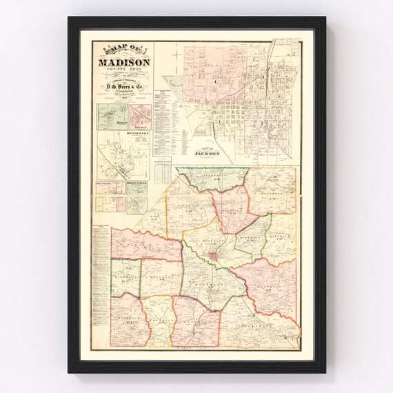 Madison County Tn Map Madison County Tennessee Vintage Map From 1877 Old County | Etsy