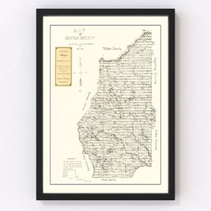 Coffee County Map 1891, Vintage Coffee County Map, Old Coffee County Georgia Art, Wall Art Gift for Coffee County History Lovers Retro Decor