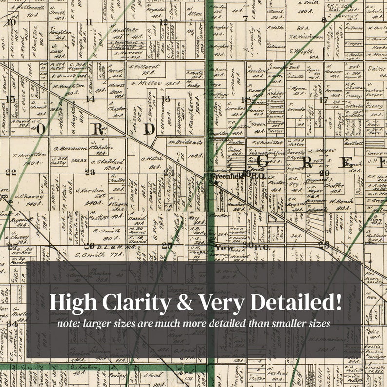 Wayne County Michigan Map 1894 Old Map of Wayne County Etsy