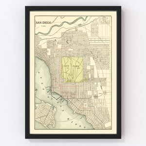 San Diego Map 1902, Vintage San Diego Map, Old San Diego California Art, Wall Art Gift for San Diego History Lovers Retro Decor