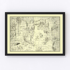 Sequoia National Park Map 1945, Vintage Sequoia National Park Map, Old Sequoia National Park Art, Wall Art Gift for Sequoia National Park Hi