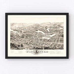 Winchester Map 1886, Vintage Winchester Map, Old Winchester Massachusetts Art, Wall Art Gift for Winchester History Lovers Retro Decor