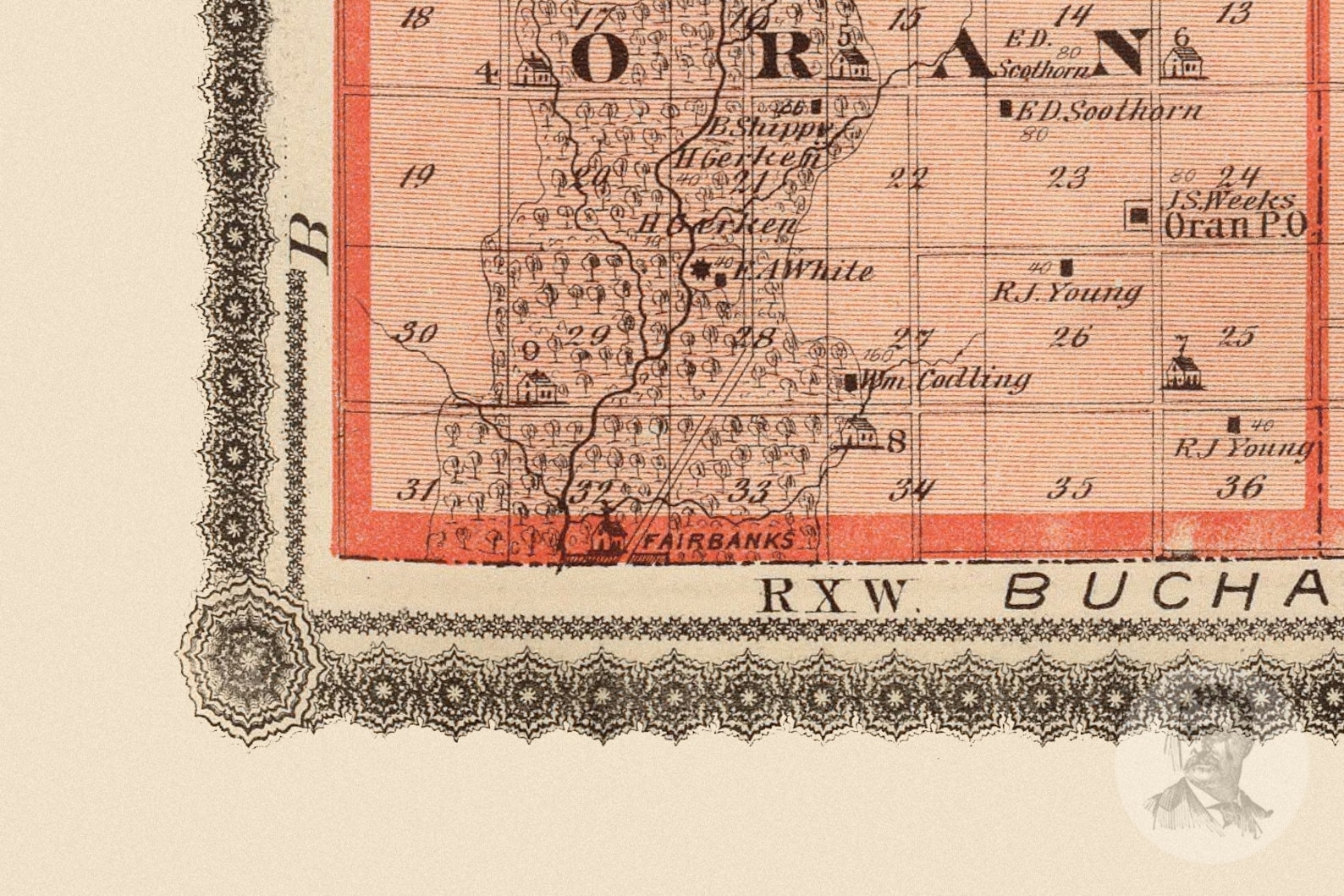 Vintage Fayette County IA Map 1875 Old Iowa Map Historical Etsy