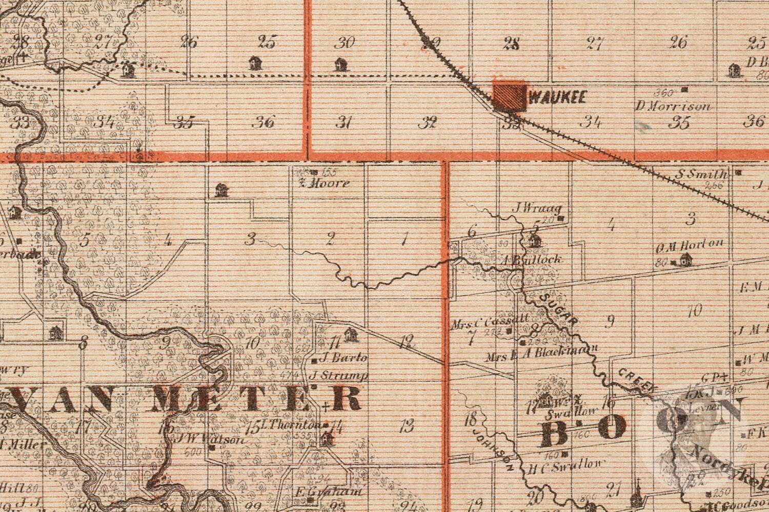 Vintage Dallas County IA Map 1875 Old Iowa Map Historical Etsy
