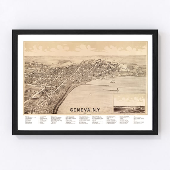 Geneva Map 1893 Old Map of Geneva New York Art Vintage Print - Etsy