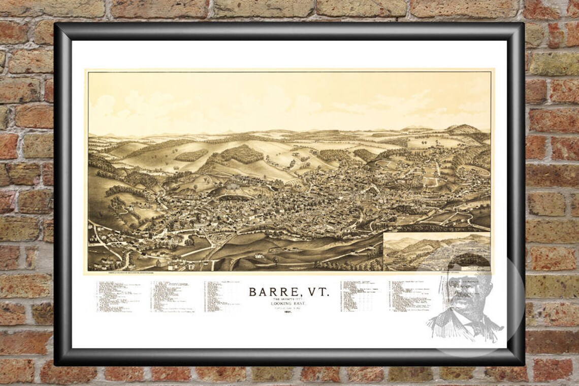 Vintage Barre Map 1891 Old Map of Barre Vermont Historical Etsy