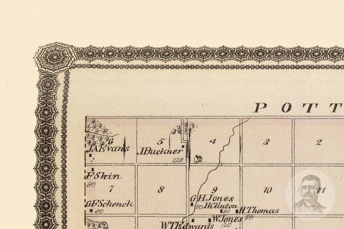 Vintage Montgomery County IA Map 1875 Old Iowa Map Etsy